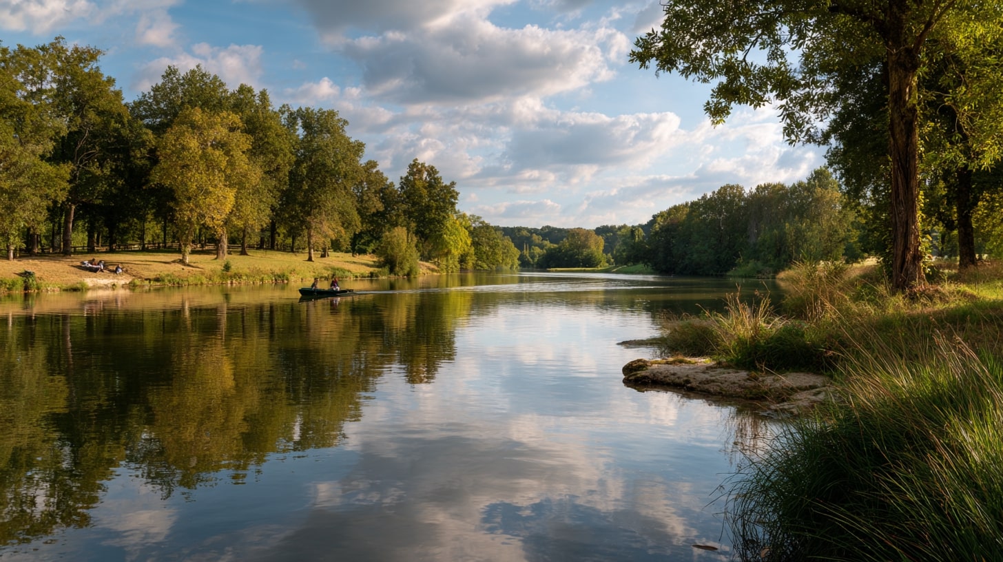 Lac de Montendre propice à la pêche, au canoë et aux loisirs en famille